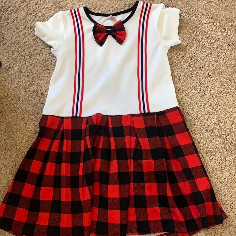 Red and black check one piece skirt and top